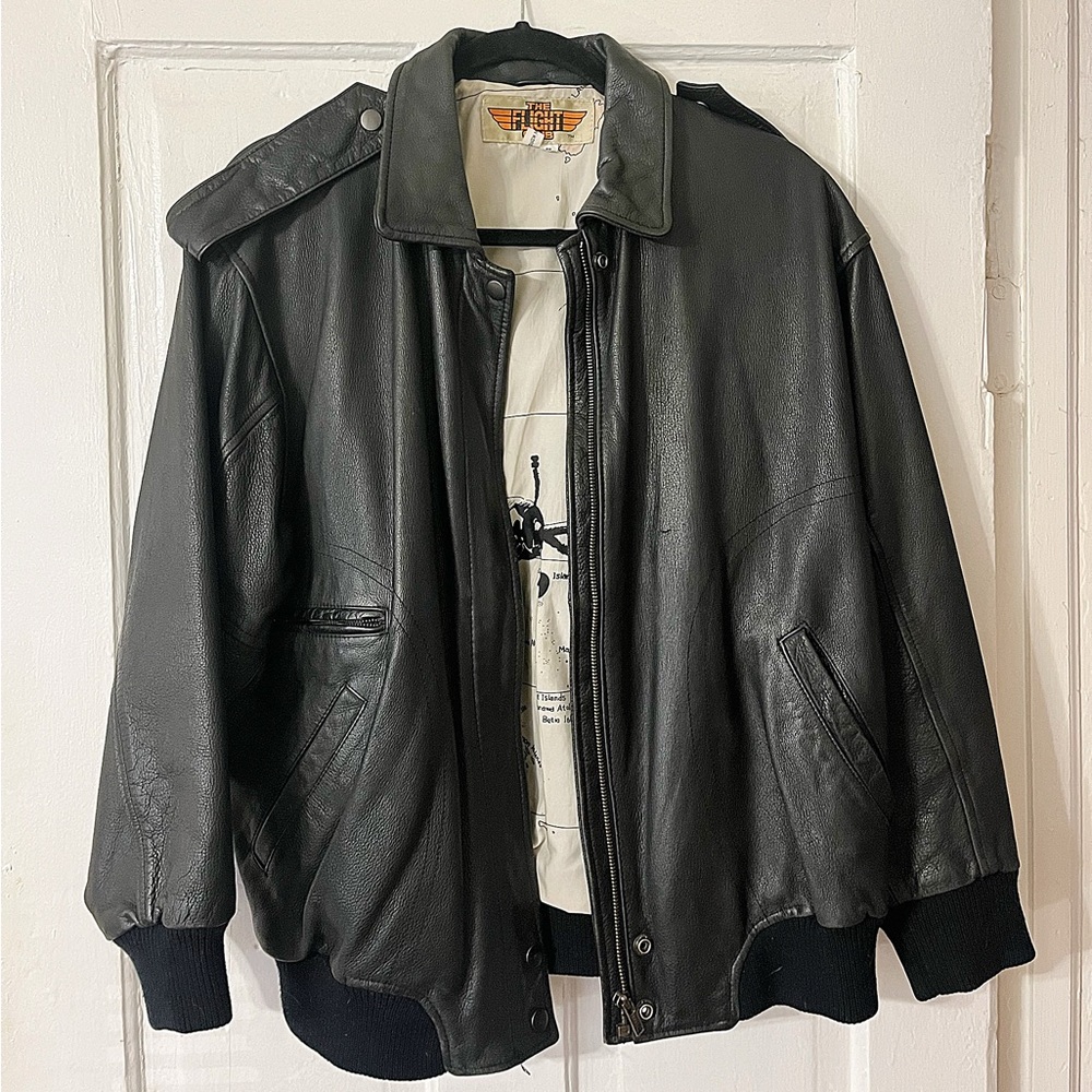 Leather Bomber Jacket (M)